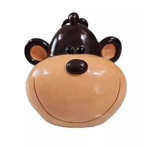 Monkey Head Bank With Stopper Cartoon Network Comic Piggy Coin Plastic VTG Rare